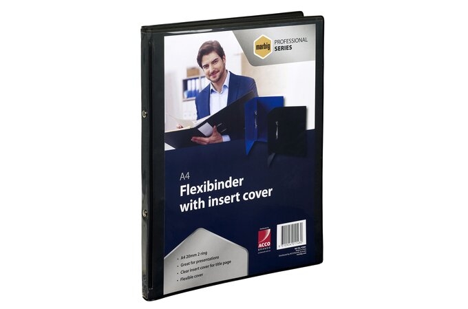 Flexibinder A4 2 Ring 20mm Clear Front Black